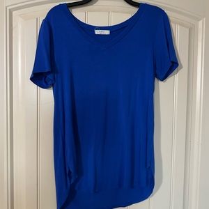 Royal blue V-neck shirt